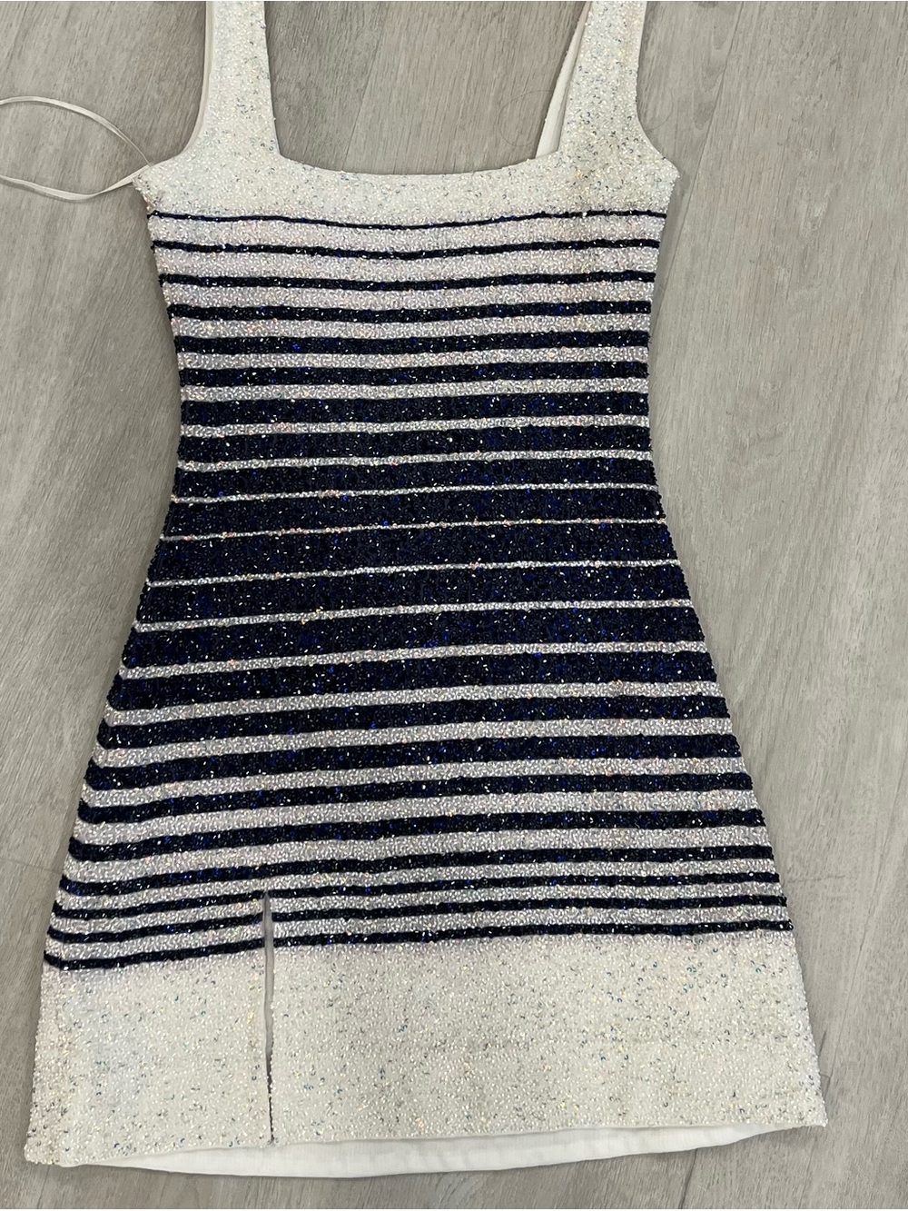 STAUD Le Sable Nautical Stripe Beaded dress